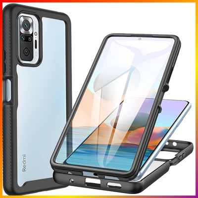 Handyhülle 360° Schutz Schwarz Stoßfest Outdoor Bumper für Redmi Note 10 Pro