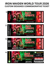 Iron Maiden World Tour 2026 Custom Designed Commemorative Ticket