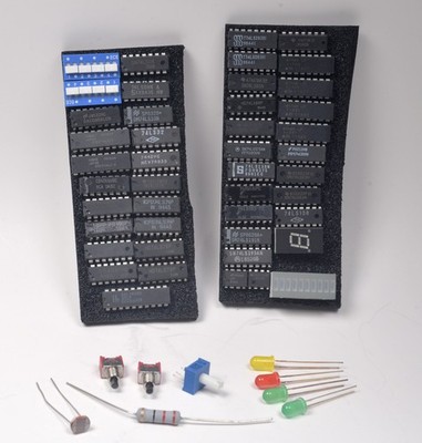 Digital Electronics Learning Kit Assorted ICs 74LS CD4000 RAM DAC NE555 LEDs