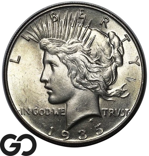 1935 Peace Dollar, Nice Cartwheel Luster, Gem BU++