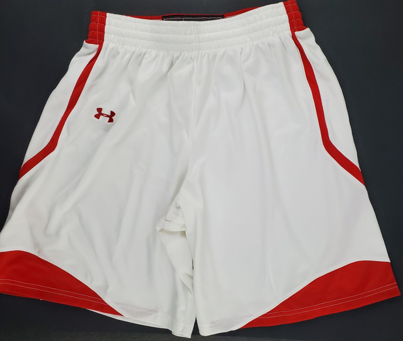 Under Armour Basketball Shorts Womens M White Red Athletic UKS522 Game UA New