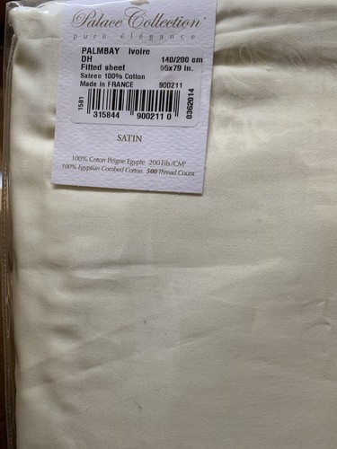 Yves Delorme PALMBAY IVOIRE SATIN DOUBLE FITTED SHEET PALACE COLLECTION LUXURY - Picture 2 of 3