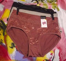 3 NEW PRIMA VALENTINA 871058 BWN/BG/BK MICROFIBER LACE TRIM BRIEF PANTIES M