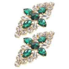 2 Pcs Green Flower Shoe Clips Decorative Buckles For Wedding Dress High Heels