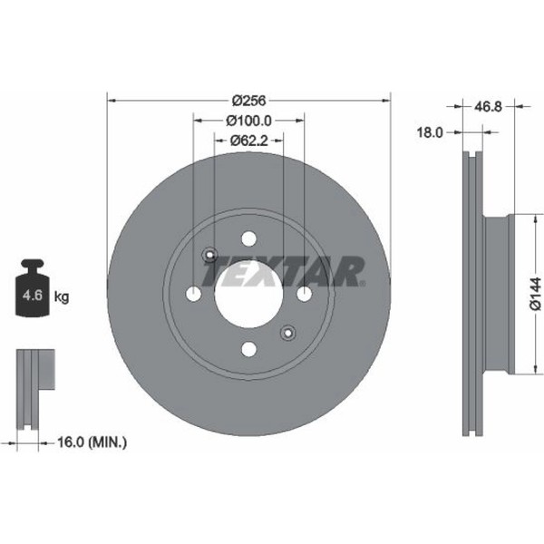 2X Textar 92204900 Bremsscheibe FüR Hyundai I20 PB PBT GB IB-image