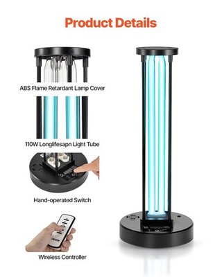 UV Light, 36W Ultraviolet Lamp with Ozone Purifier, UVC Lamp with 30/60/120 Minu