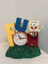 Vintage Y2K Tek Time Musical Singing Fun Spongebob SquarePants Alarm Clock Works
