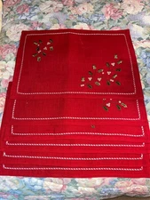 HBN Set of 6 RED HOLIDAY Placemats  WITHfor Dining Table, 12x18 Inch Winter Xmas