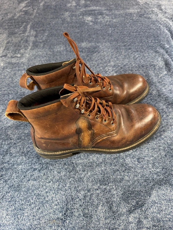 Botas de trabajo Vibram de cuero marrón para hombre talla 11 construcción vintage resistente Foto 3 de 4