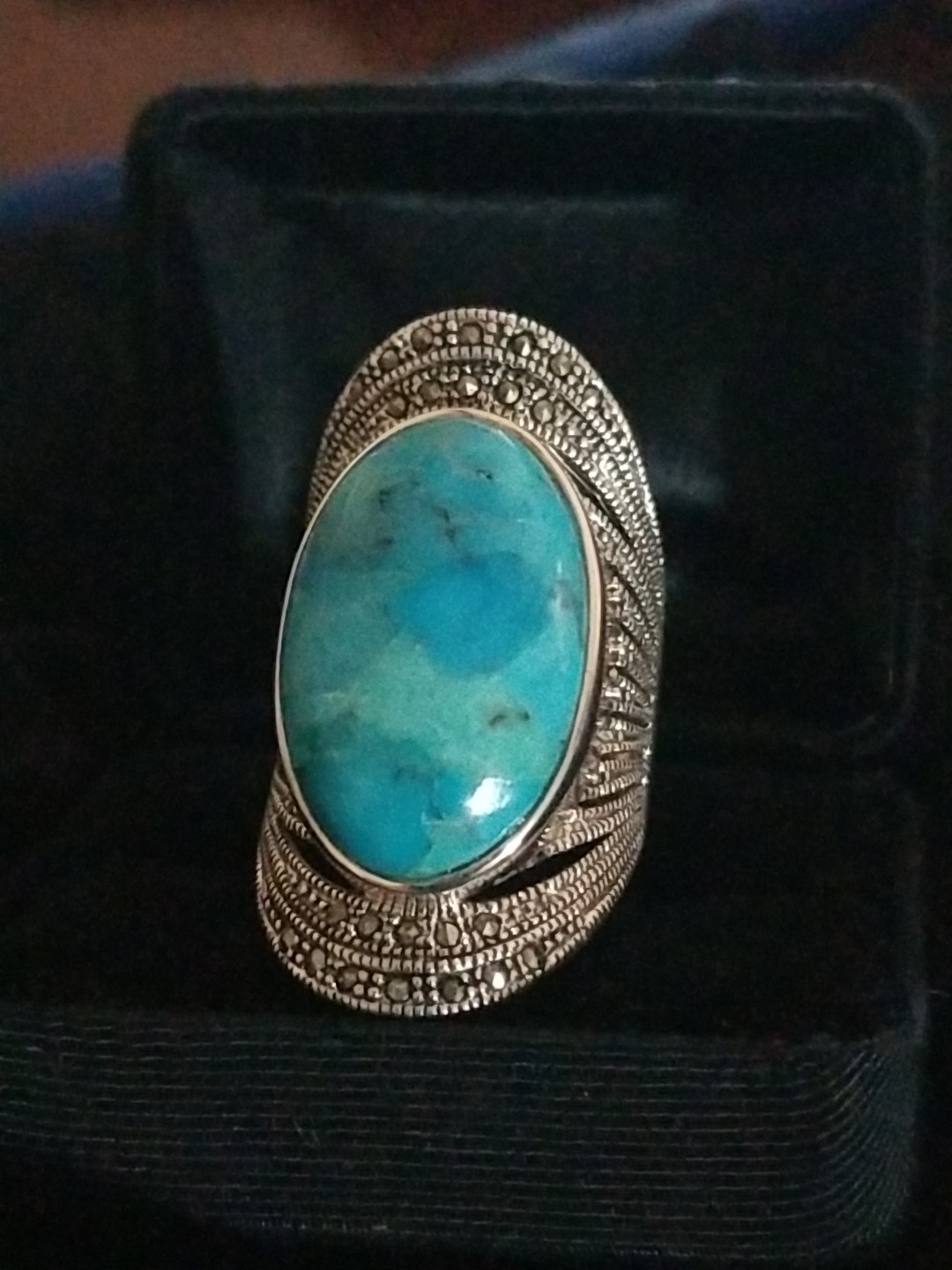 Large Turquoise Wrap Statement Ring Sterling Silv… - image 7