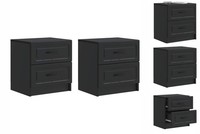 Nachttisch 2Er Set Nachtschrank Schwarz 43X34,5X44,5 Cm Holzwerkstoff