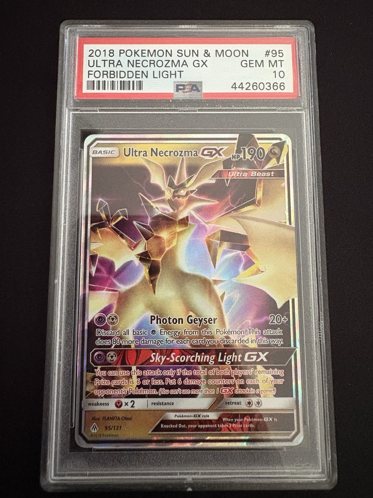 2018 Pokemon Sun & Moon Forbidden Light Ultra Necrozma Holo #95 PSA 10 Low Pop