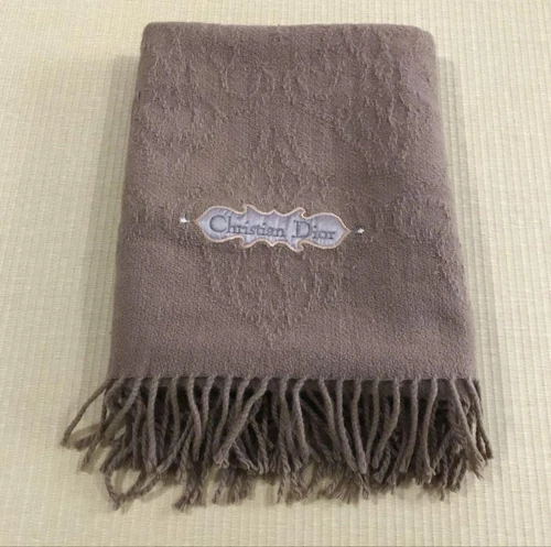 Authentique foulard Christian Dior 100% laine marron logo marque 139 x 85,5 cm femme