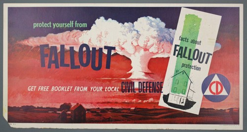 Original Cold War Era Nuclear Fallout Poster/Window Card, Civil Defense, 1958