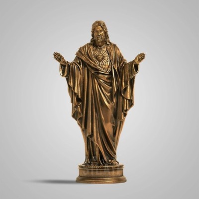 SILAIi Kaltgegossene Bronze Statue Heiliges Herz Jesu Skulptur Deko 12 Zoll