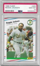 1988 Fleer Reggie Jackson #283 PSA 10 Gem Mint Baseball Card.