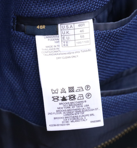 Brooks Brothers Regent Reda Special Selection Wool Cobalt Blue Blazer SZ 46R - Picture 9 of 9