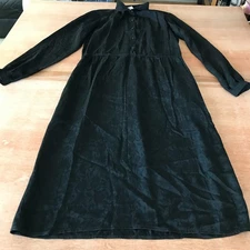 Diane Von Furstenberg Joseph Magnin 100% Silk Shirt Dress Women 8 Black Floral