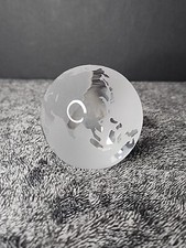 Vintage World Globe Earth Paperweight Etched Frosted Crystal Glass Clear