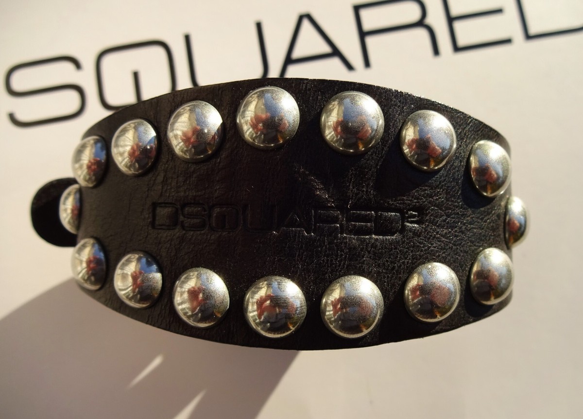 DSQUARED2 100% LEATHER STUDDED WRISTBAND BRACELET MADE IN ITALY | eBay