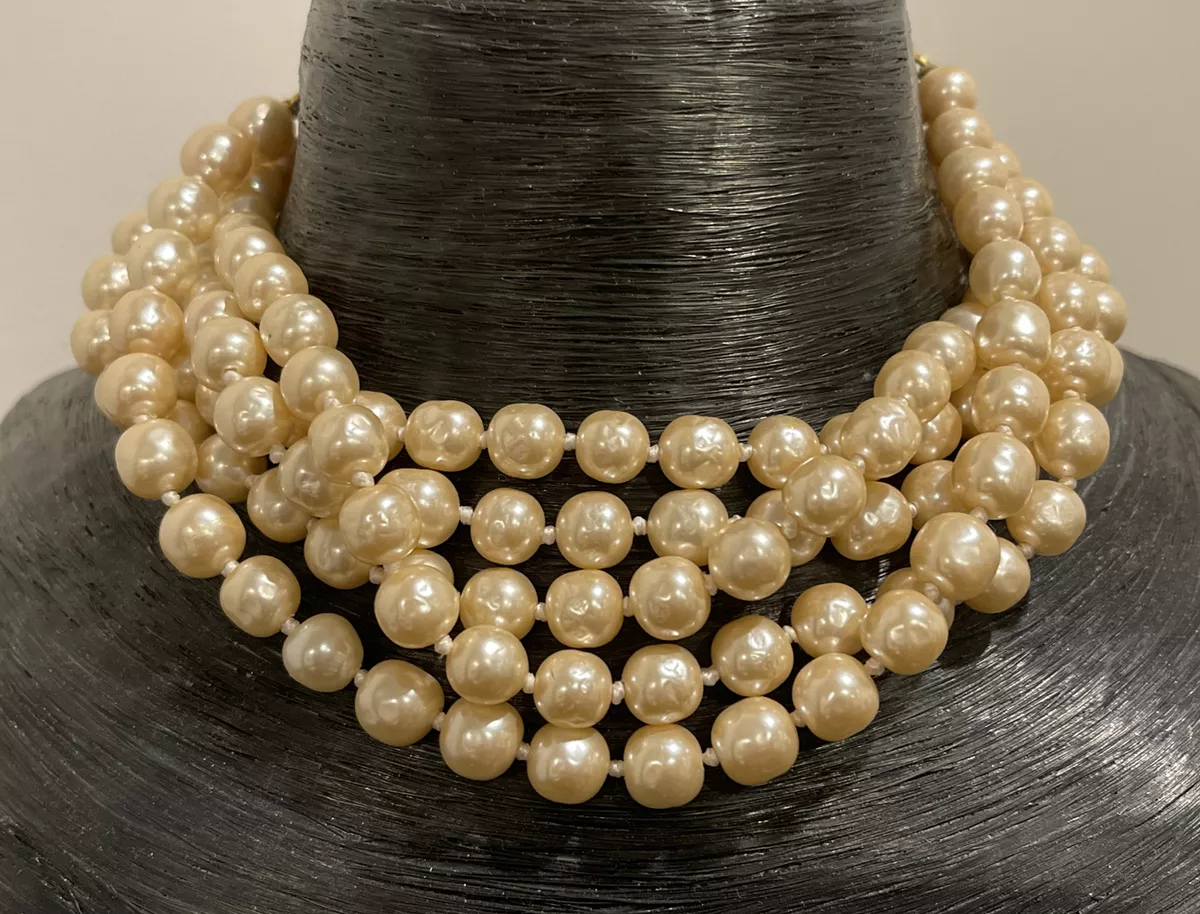 Chanel Gold And Imitation Pearl Ornate Collar Necklace Available