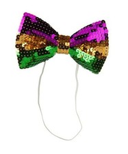 Mardi Gras Sequin Bow Tie Adult One Size Costume NEW IN PACKAGE UNISEX STYLE
