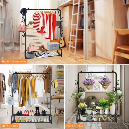 Heavy Duty Closet Organizer Metal Garment Rack Clothes Hanger Storage Shoes USA - Picture 2 of 14