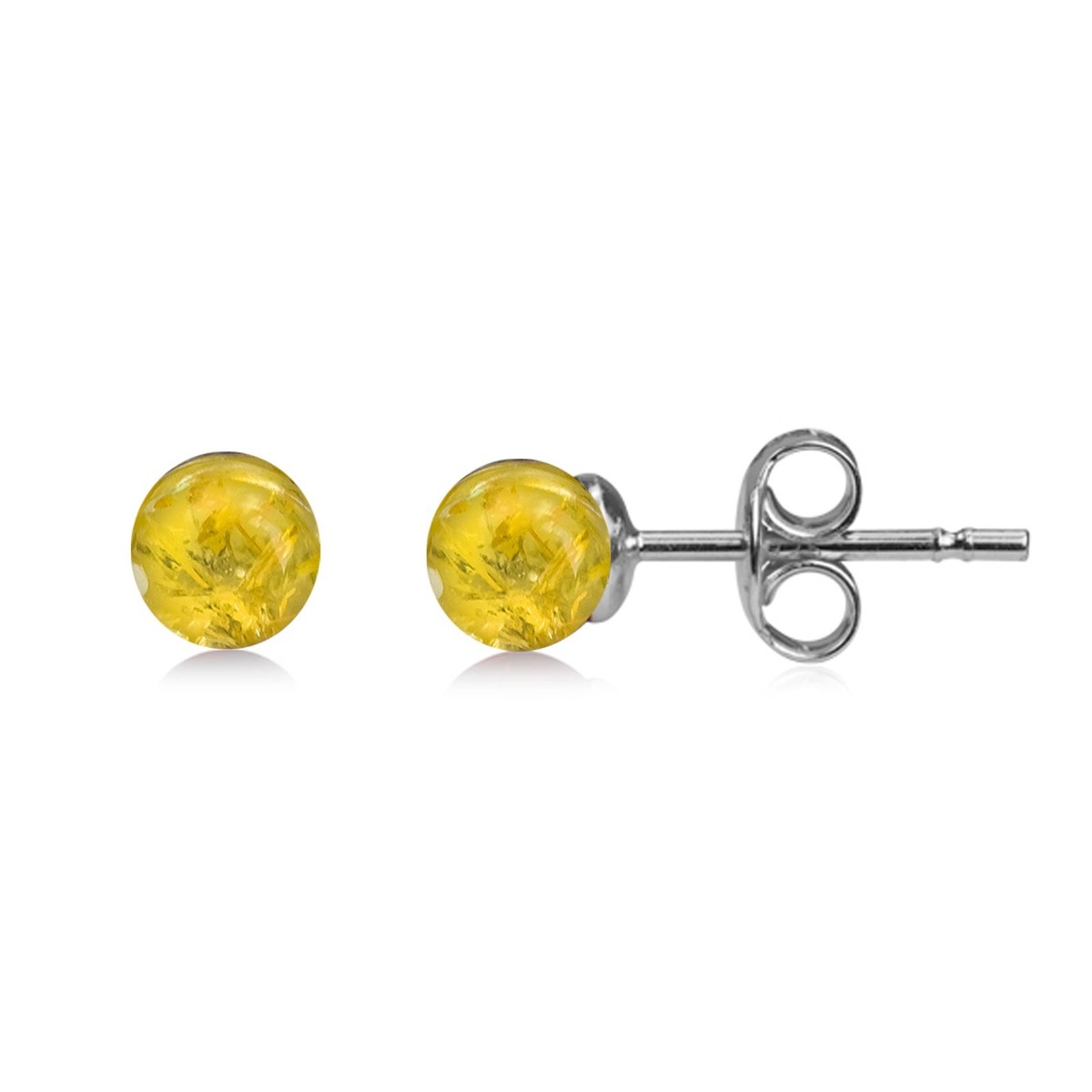 Baltic Lemon Amber Sphere Earrings Baltic Lemon Amber Sphere Earrings
