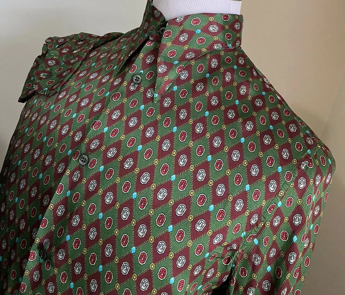 Neuf Chemise habillée homme Gucci verte 38/15 Italie