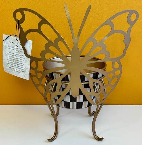 MacKenzie-Childs 35514-2078 Butterfly Plant Holder, Courtly Check Pot. New!