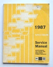 1987 CHEVROLET SPECTRUM TURBO MODELS DEALER SERVICE DEPT SHOP MANUAL SUPPLEMENT