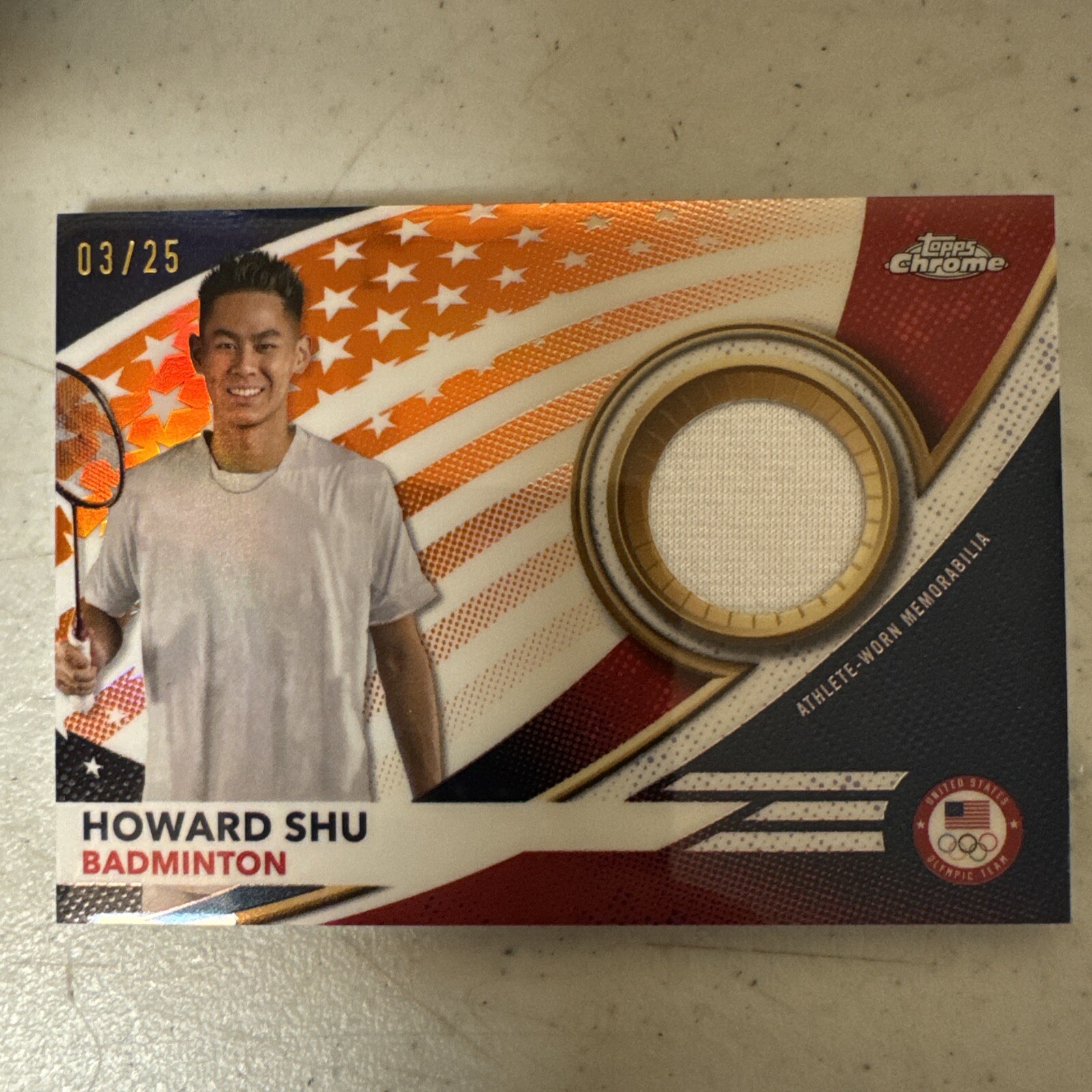 HOWARD SHU 2024 Topps Chrome Olympics Team USA Memorabilia Pieces /25🔥