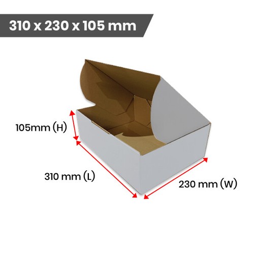 310x230x105mm Corrugated Cardboard Packaging Mailing Boxes, 100/Pack (White) - Picture 2 of 8