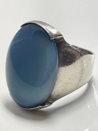 Vintage sterling silver '925' and blue stone cocktail ring 12.11g band size O - Picture 11 of 18