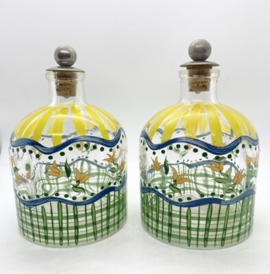 Tracy Porter Portugal Hand Painted Glass Bottle Oil & Vinegar - Home Collection