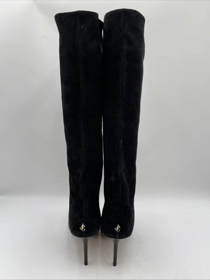 Botas hasta la rodilla Jimmy Choo negras de gamuza puntiaguda tacón alto para mujer 38’s Foto 4 de 4