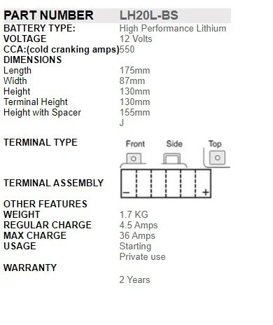 Battery Lithium HP for YAMAHA XV 1000 M 1983 - Picture 2 of 2