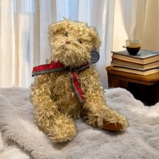 Princess Soft Toys Tan Jointed Teddy Bear with Bow 14" Plush Stuffed Toy 1999 