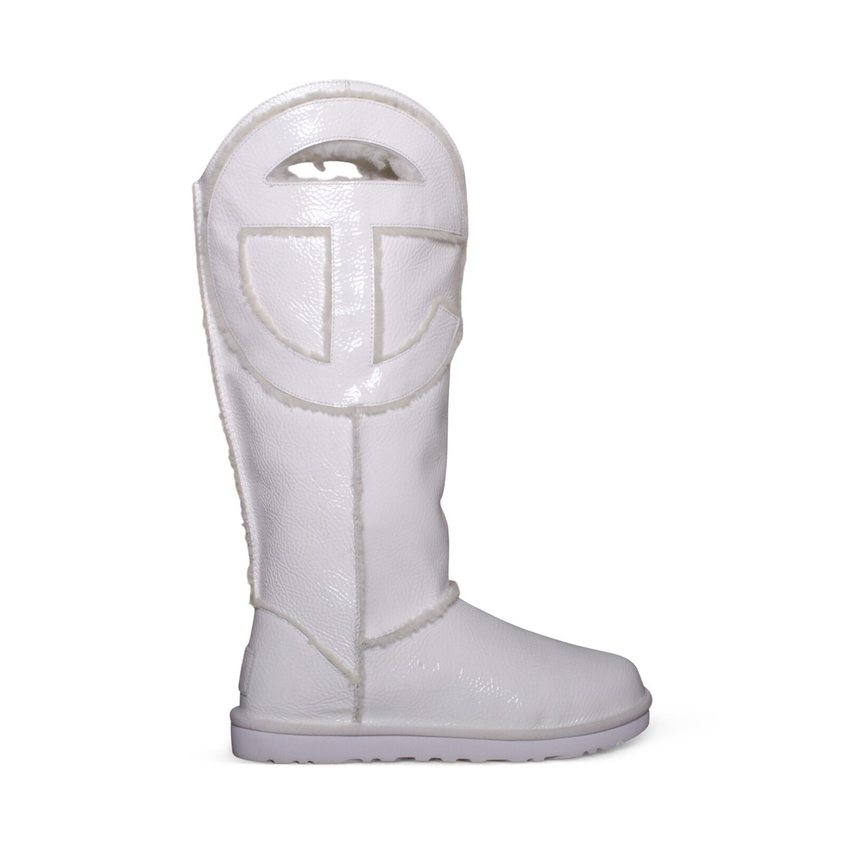 UGG X TELFAR LOGO TALL CRINKLE WHITE LEATHER PATENT MEN'S UGG X TELFAR LOGO TALL CRINKLE WHITE LEATHER PATENT MEN'S