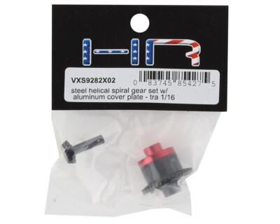 HOT RACING VXS9282X02 1/16 Traxxas Steel Helical Spiral GearSet Alum Cover HH