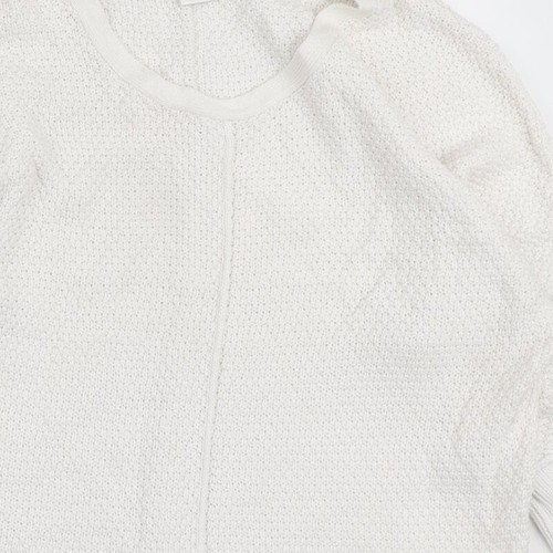 Max Studio Womens White Round Neck Cotton Blend Jumper Size L - Picture 7 of 12