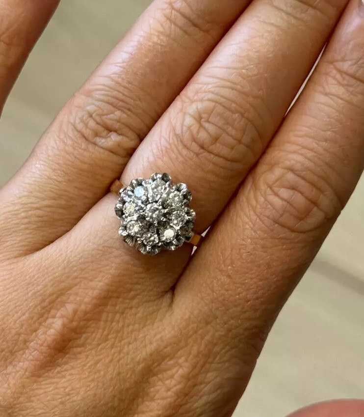 Vintage Natural Diamond H-I 0.95tcw Cocktail Engagement Ring