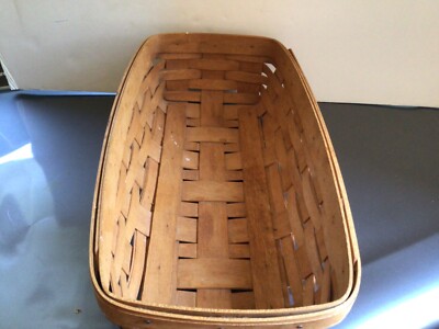 Longaberger 1992 Signed Brown Rectangle Serving Basket 11.5  X 8  Long Handwoven