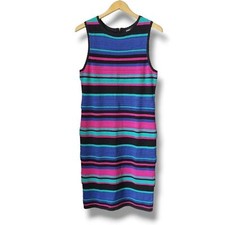 Whitney Port Multicolored Striped Bodycon Knit Sweater Dress Size 12