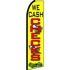 We Cash Checks  3 ft X 11 1/2 ft Swooper Flag (Hardware Sold Separately)