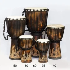 Handcrafted Djembe Drums  Carved Flamme Collection 10" 12" 16" 20" 24" height