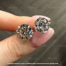 3Ct Lab Created Round Diamond Solitaire Stud Earrings 18K White Gold Finish