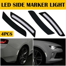 Fits Chevy Camaro 16-21 Smoked LED Side Marker Lights Set Front&Rear Bumper 4PCS