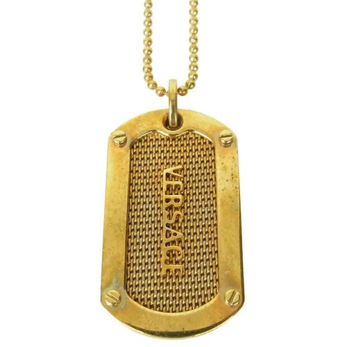 Versace necklace gold dog tag pendant 
