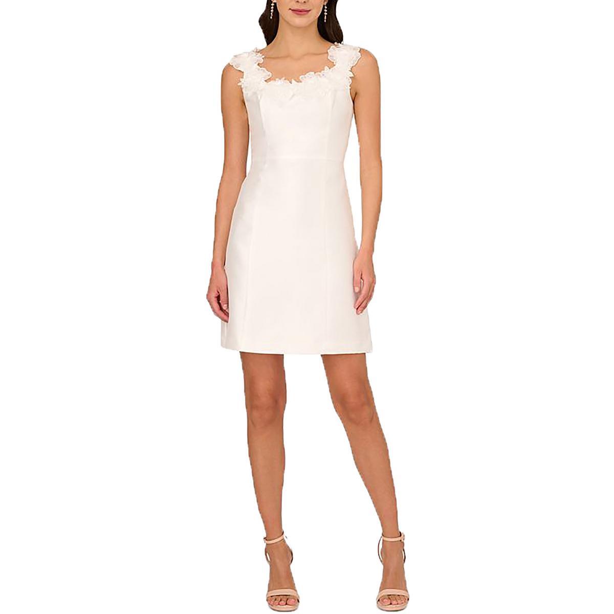 Adrianna Papell Womens Ivory Rosette Sleeveless Mini Sheath Dress 6 BHFO 0032